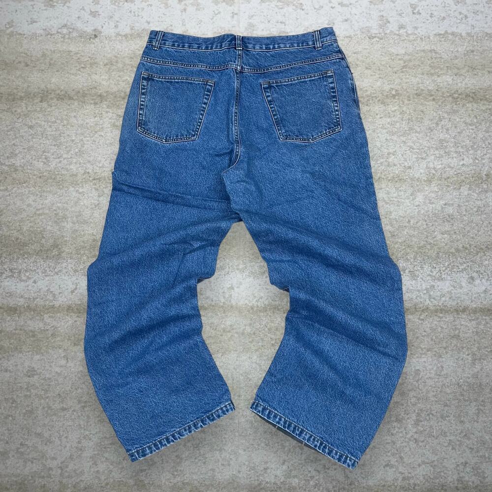 Vintage 90s Burry Lane Jeans 38x32 Relaxed Fit Medium Wash Plaid Lined Work - Picture 1 of 4